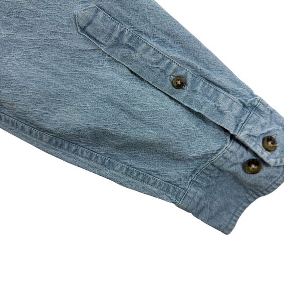 Carhartt Large Denim Button Up Long Sleeve Shirt Cotton Blue Mens - Picture 15 of 16